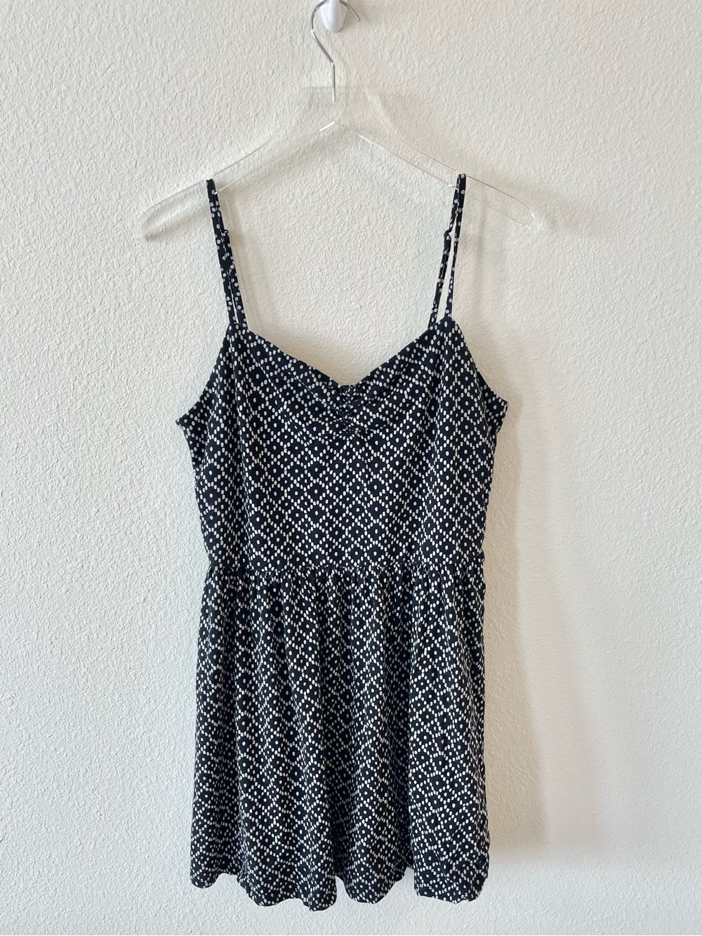 Loft Black & White Printed Spaghetti-Strap Dress L